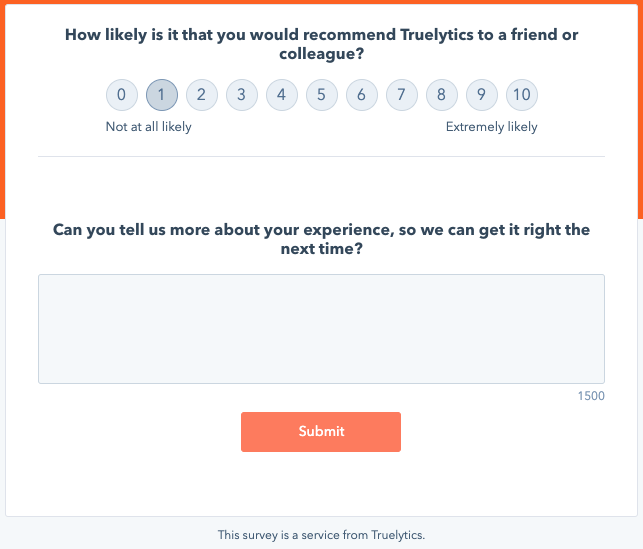 Truelytics NPS Survey